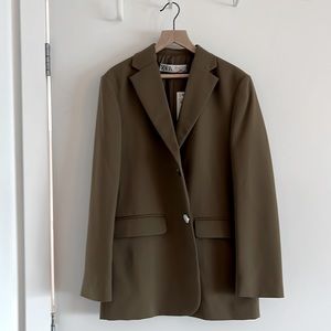 Olive green zara blazer oversized